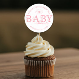 Adesivo Redondo Wildflower Baby Shower Favor Sticker Editable Name