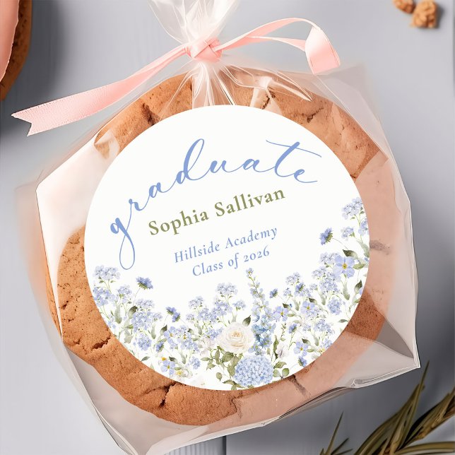 Adesivo Redondo Wildflower Bloom Graduation Party (Criador carregado)