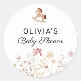 Adesivo Redondo Wildflower Chic Floral Boho White Foto Bem-vinda