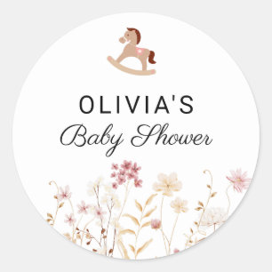 Adesivo Redondo Wildflower Chic Floral Boho White Foto Bem-vinda