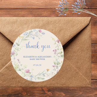 Adesivo Redondo Wildflower Couples Baby Shower Classic Round Stick