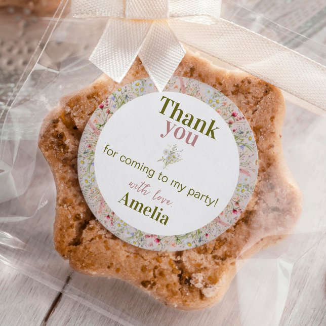 Adesivo Redondo Wildflower Floral Garden Girl Birday (Criador carregado)