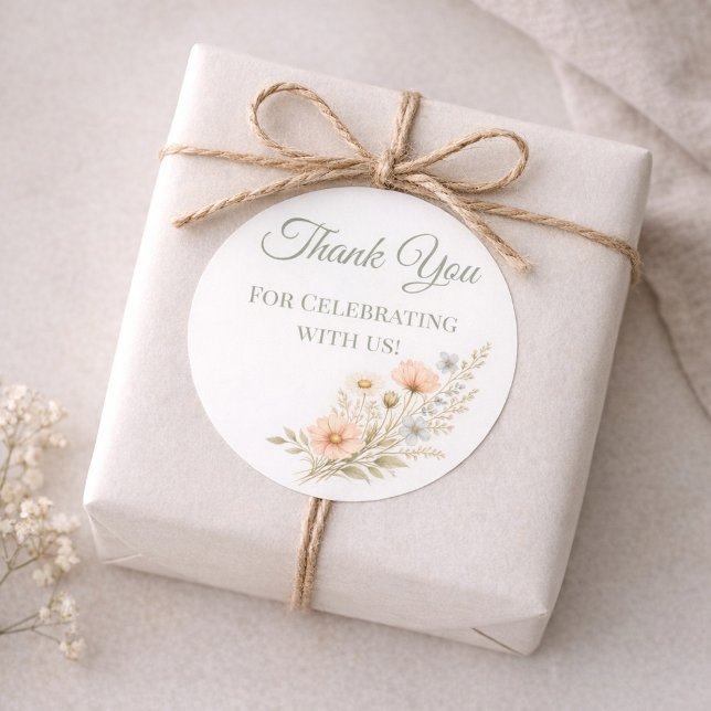 Adesivo Redondo Wildflower Garden Thank You (Criador carregado)