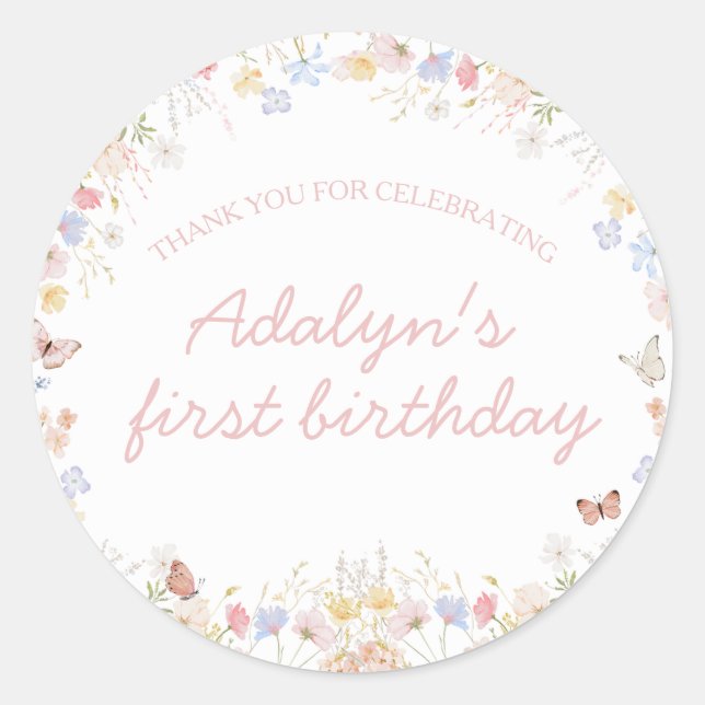 Adesivo Redondo Wildflower não é maravilhosa. (Frente)