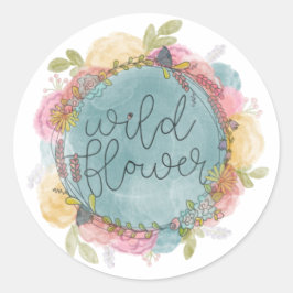Adesivo Redondo Wildflower Wreath Floral