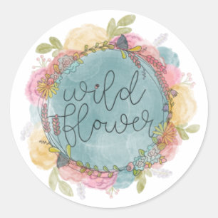 Adesivo Redondo Wildflower Wreath Floral