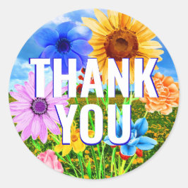 Adesivo Redondo Wildflower Wreath - Floral Obrigado Sticker