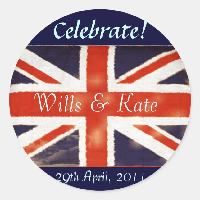 Adesivo Redondo Will e Kate Royal Wedings Stickers (Frente)