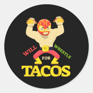 Adesivo Redondo Will Wrestler Para Taco Mexicano Cinco De Mãe