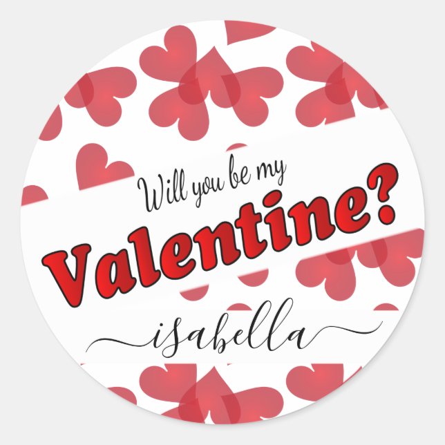 Adesivo Redondo Will You Be My Valentine?  | Personalize (Frente)