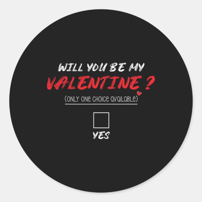 Adesivo Redondo Will You Be My Valentine Shirt  (Frente)