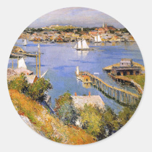 Adesivo Redondo Willard Metcalf, Porto de Gloucester ao Sol,