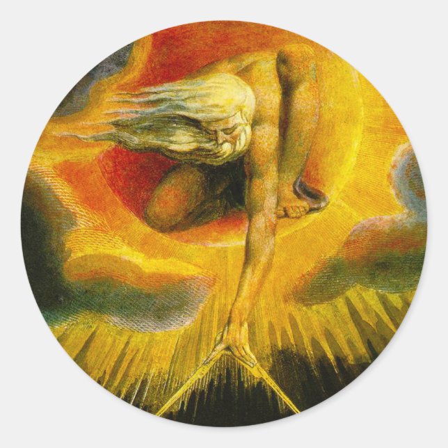 Adesivo Redondo William Blake Ancient of Days Stickers (Frente)