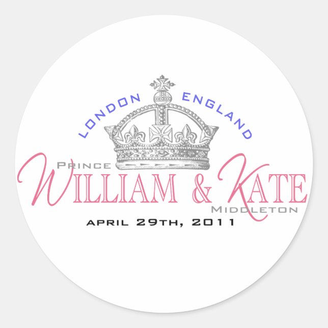 Adesivo Redondo William & Kate Royal Wedding (Frente)