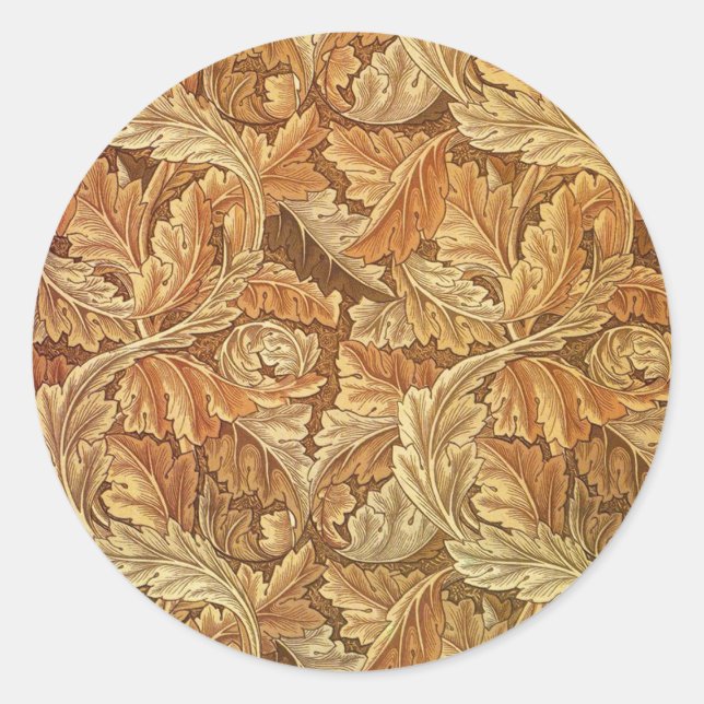 Adesivo Redondo William Morris Acanthus Brown Autumn Leaves (Frente)
