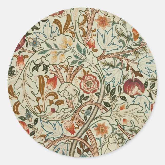 Adesivo Redondo William Morris Acanthus Embroidery Floral Padrão (Frente)