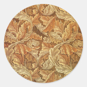 Adesivo Redondo William Morris Acanthus Marrom Folhas de Outono