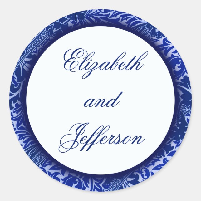 Adesivo Redondo William Morris Blue Deixa Vinheta Monograma (Frente)