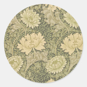 Adesivo Redondo William Morris Chrysantemum Soft Floral Design