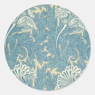 Adesivo Redondo William Morris Classic Tulip Blue Floral