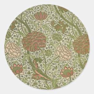 Adesivo Redondo William Morris Cray Sage Flower Floral Botânica
