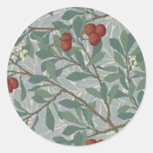 Adesivo Redondo William Morris Decorative Art Arbutus Pattern