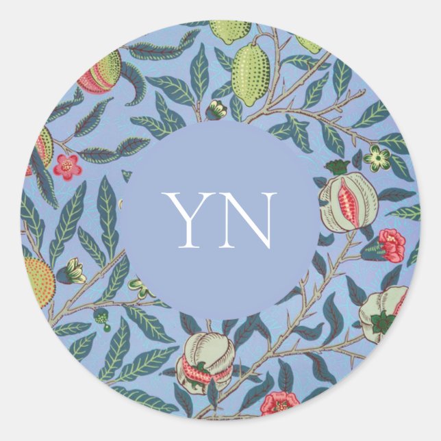 ADESIVO REDONDO WILLIAM MORRIS ENVELOPE POMEGRANATO DE SELO PADRÃO (Frente)