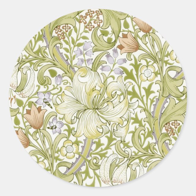 Adesivo Redondo William Morris Golden Lily Garden Flower Classic (Frente)