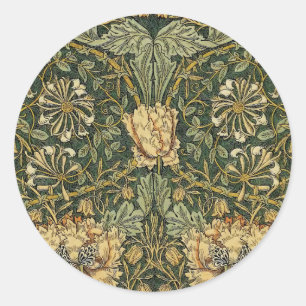 Adesivo Redondo William Morris Honeysuckle Verde Amarelo