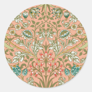 Adesivo Redondo William Morris Hyacinth Flor Rosa Art