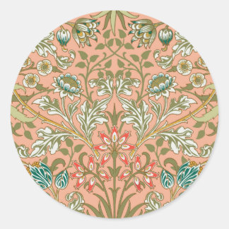 Adesivo Redondo William Morris Hyacinth Flor Rosa Art