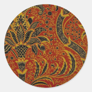 Adesivo Redondo William Morris India Red Floral