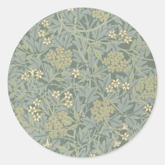 Adesivo Redondo William Morris Jasmine Blue Botanic Art (Frente)