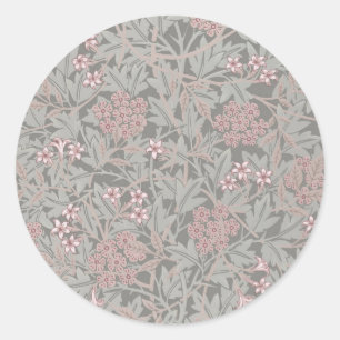 Adesivo Redondo William Morris Jasmine Flower Pattern