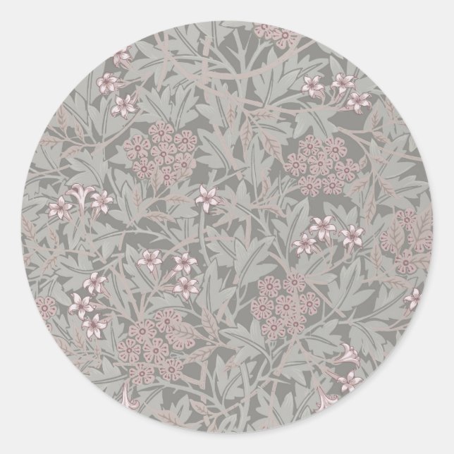 Adesivo Redondo William Morris Jasmine Flower Pattern (Frente)