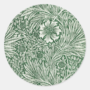Adesivo Redondo william morris marigold verde floral flor