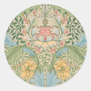 Adesivo Redondo William Morris Myrtle Floral Botânico
