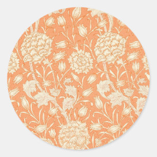Adesivo Redondo William Morris Orange Floral