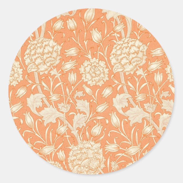 Adesivo Redondo William Morris Orange Floral (Frente)