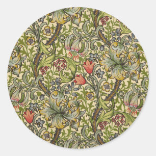 Adesivo Redondo William Morris Ouro Lily