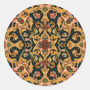 Adesivo Redondo William Morris Ouro Lily Vintage Pré-Raphaelite