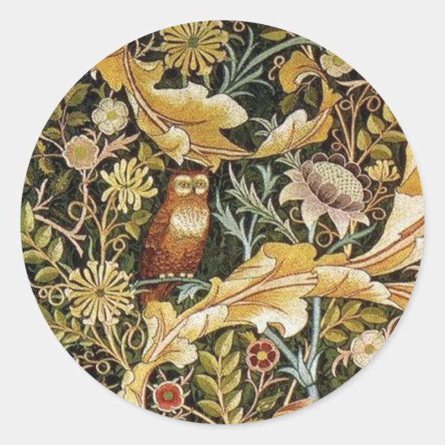 Adesivo Redondo William Morris Owl an Acanthus (Frente)