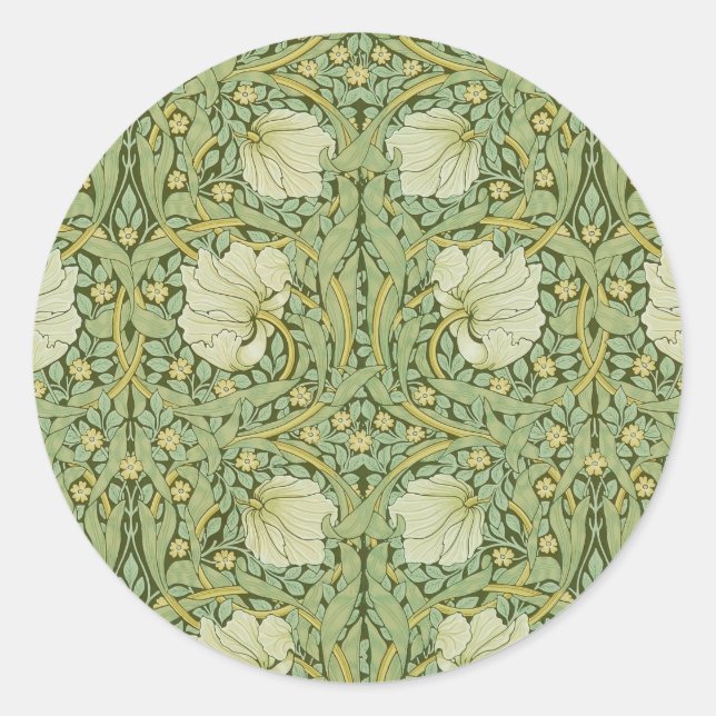 Adesivo Redondo William Morris Pimpernel Floral Blue Wallpaper (Frente)