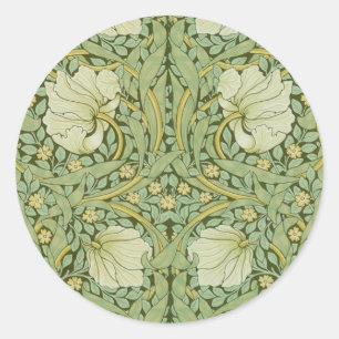Adesivo Redondo William Morris Pimpernel Floral Blue Wallpaper