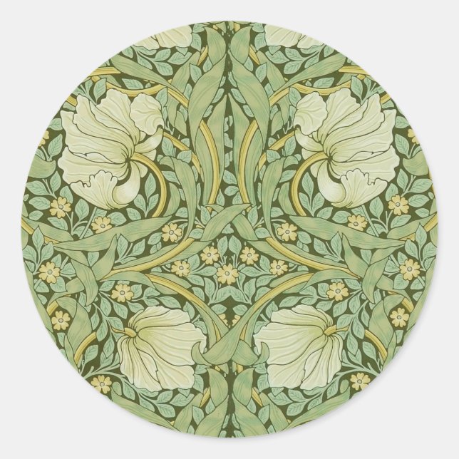 Adesivo Redondo William Morris Pimpernel Floral Blue Wallpaper (Frente)