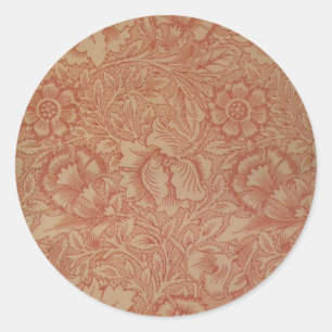 Adesivo Redondo William Morris Pink Poppy Flower Pattern