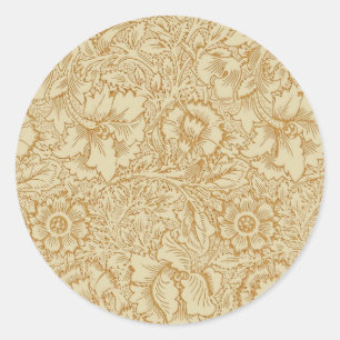 Adesivo Redondo William Morris Poppy Floral Wallpaper