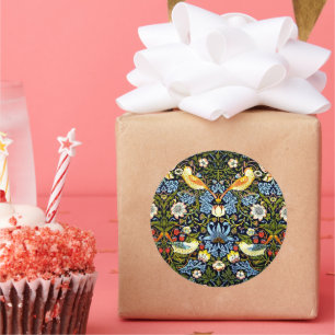 Adesivo Redondo William Morris, Strawberry Thief,