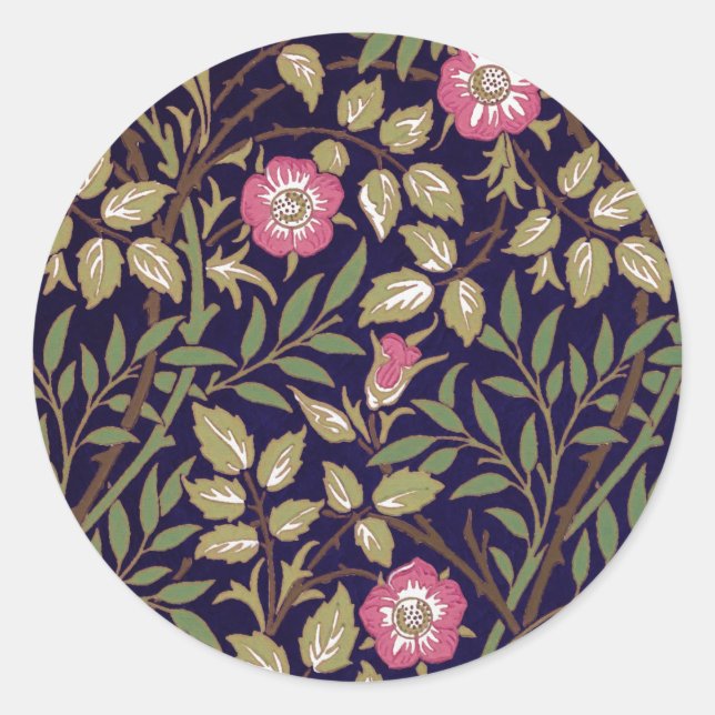 Adesivo Redondo William Morris Sweet Briar Floral Art Nouveau