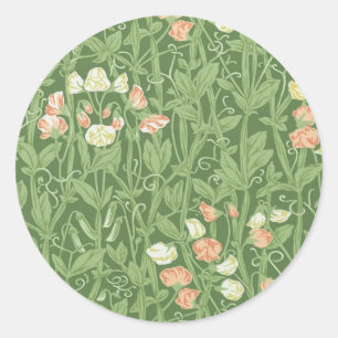 Adesivo Redondo William Morris Sweet Pea Floral Design